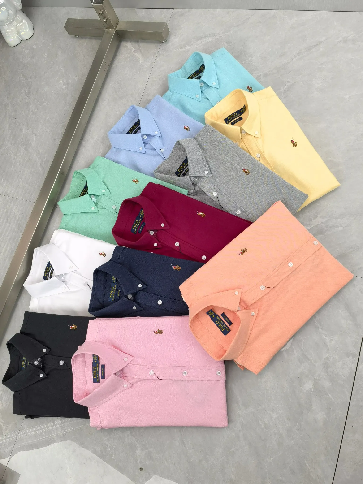 P210 🌸 (11 colors) Ralph Lauren polo long-sleeved classic popular shirt, collection picture➕detail picture❗Pure cotton Oxford fabric, the material is crisp and textured, not soft at all, and the upper body is stylish❗️❗️ Color: Picture color, Size: M---xxL